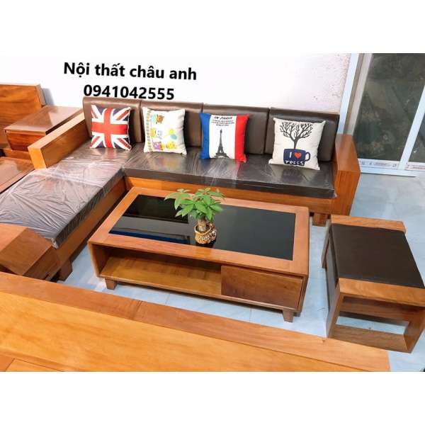 Bàn ghế góc L gỗ Đinh Hương BG234